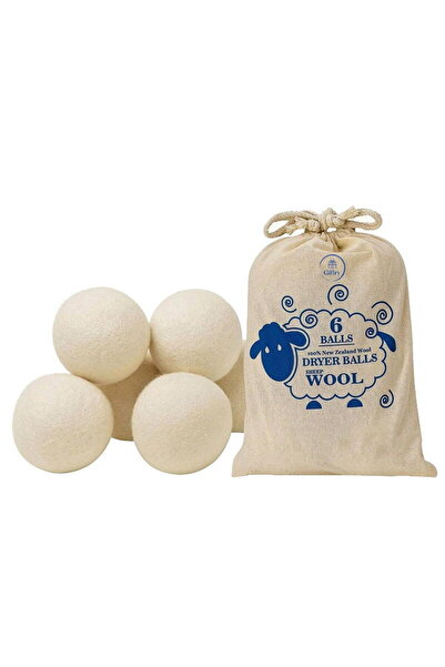 SMARTECH Set 6 Bile din Lana 100% pentru Uscator - Natural, Reutilizabil, 6 CM