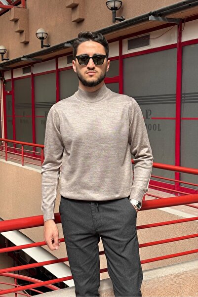 inpool Мъжки, тънък, плетен пуловер със стари пари, с половин яка