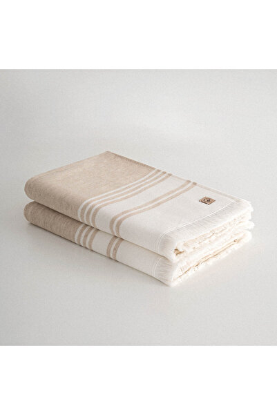 Ecocotton Erva 2-х предметний набір рушників для ванної кімнати - 100% органічна бавовна та льон, бежевий меланж, 70x140 см