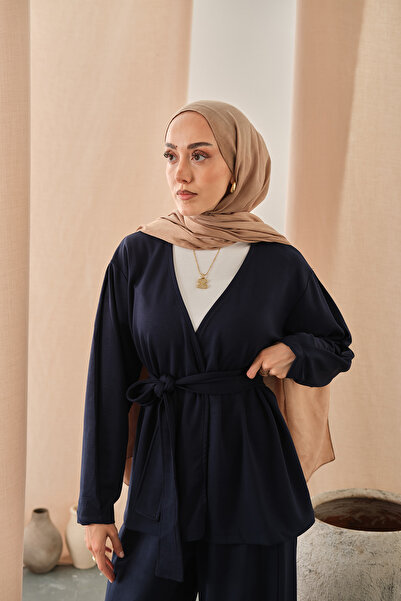 LOCCO Жіночий комплект кімоно з поясом, синій