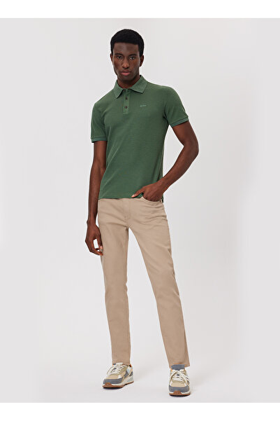Lee Cooper Ανδρικό μπλουζάκι με λαιμόκοψη Polo Khaki 232 LCM 242059 TYLEN HAKİ