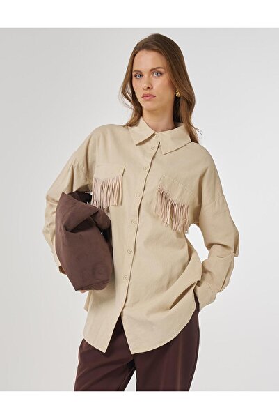 Kayra Κρέμα βελούδινης τουνίκ με λεπτομέρεια με φούντα