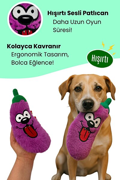 Havhav Tombik Patlıcan Peluş Köpek Oyuncağı | Hışırtı Sesli Mor Köpek Oyun Uyku Arkadaşı