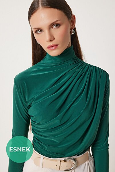 Lovelyİstanbul Emerald Green Sandy Μπλούζα - Λεπτομέρεια με κορδόνι, LFF0001