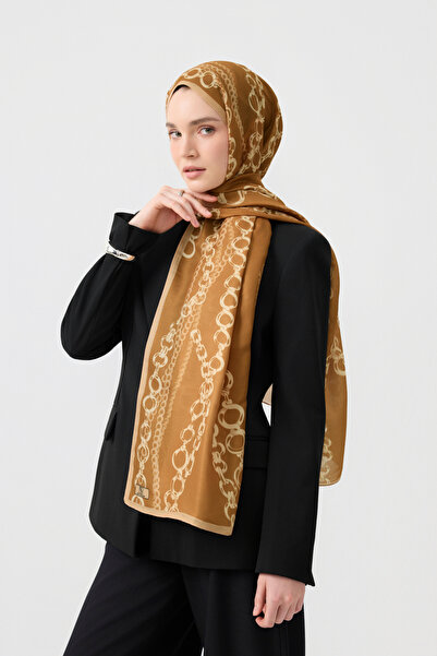 Qef Cotton Twill Şal Loop Line Camel