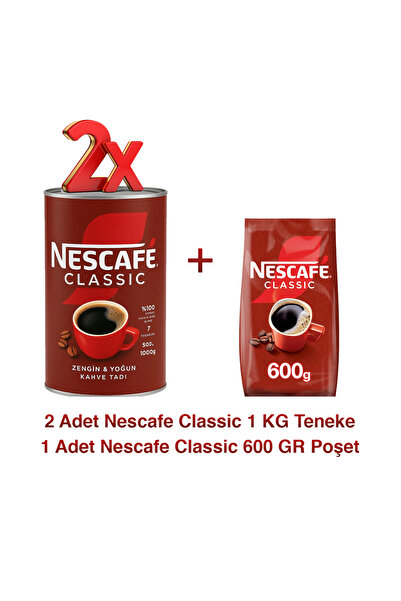 Nescafe Classic 2 Adet 1 KG Teneke + Classic 600 gr