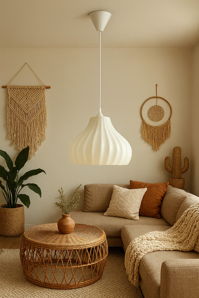 Limon 3D Desing Laura Tekli Modern Beyaz Sarkıt Avize | Salon Mutfak Oturma O...