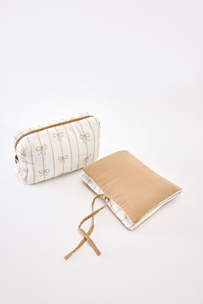 Atelier Babbi %100 Pamuk Bebek Bakım Hediye Seti - Kurdele / Bej