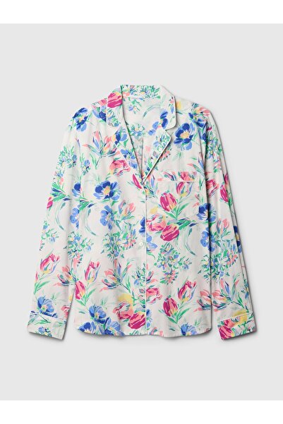 GAP Kadın Çok Renkli Poplin Pijama Gömlek