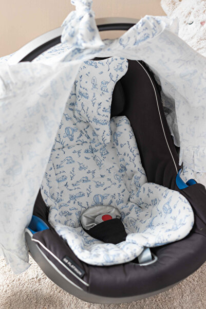 Atelier Babbi 100% Cotton Stroller Set - Toile De Jouy / Blue