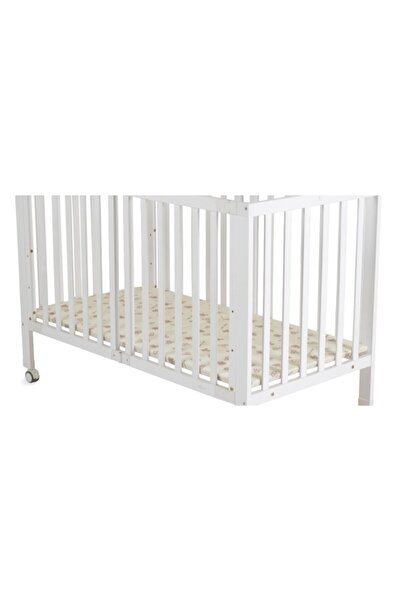 Cangaroo Pătuț pliabil din lemn pentru bebeluși Nova, alb, 120x60 cm, cu 3 niveluri de înălțime și roți cu frână