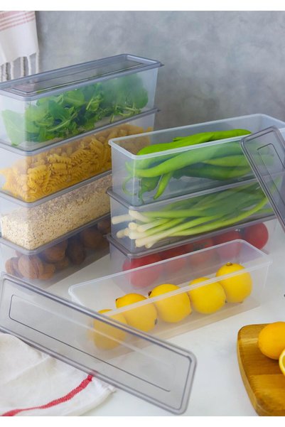 ray plastik 4 Narrow Long Storage Containers Colorful Lid 1.5 Lt.