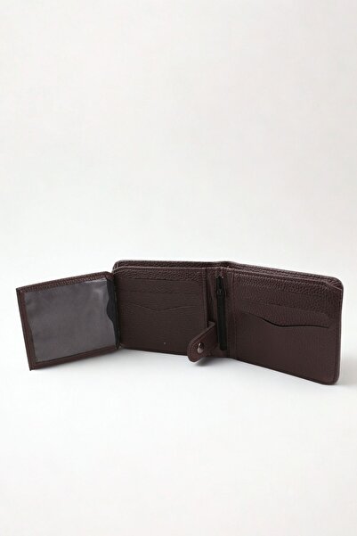 GALB LEATHER Soft Leather Men's Wallet with Brown Coin Compartment 11 X 9 cm