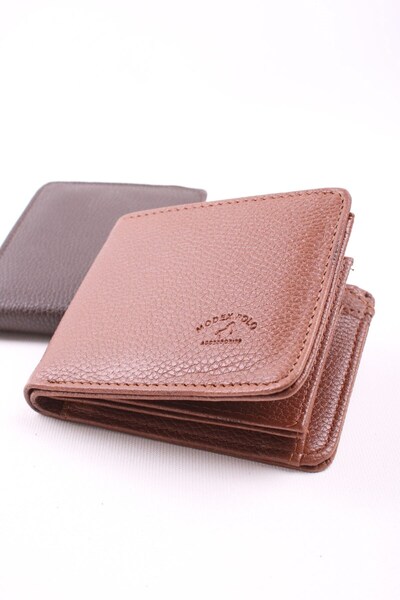 GALB LEATHER Tan Color Soft Leather Men's Wallet with Coin Compartment 11 X 9 cm