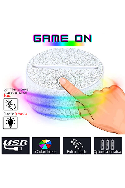 LEBLOU 3D LED gaming lamp with optical illusion and base with touch control, USB or batteries PS5 model
