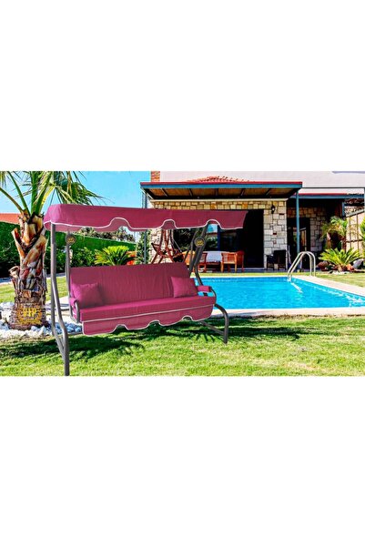 Vip Home Concept 3 Kişilik Süngersiz Bahçe Salıncak Minderi Kılıfı Bordo Renk