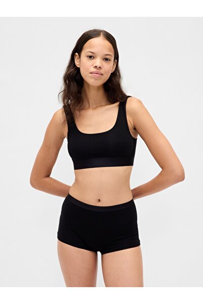 GAP Kadın Siyah Organik Pamuk Stretch Logo Bralet