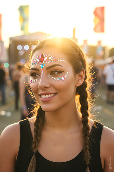 BearPear Rainbow Kendinden Yapışkanlı Kristal Yüz Taşı Face Gems