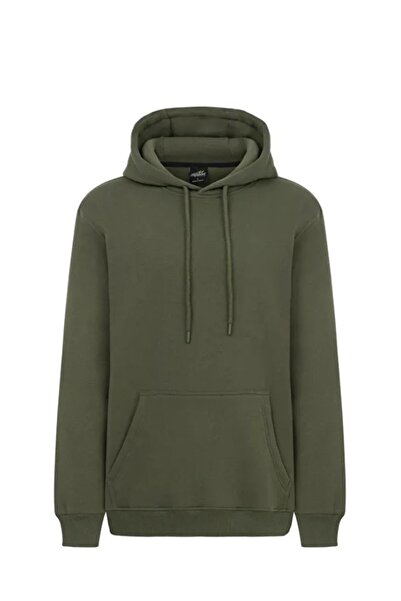 MYSPORT MY SPORT 5017 Ανδρική κουκούλα από οργανικό βαμβάκι καγκουρό κανονικό φούτερ χακί