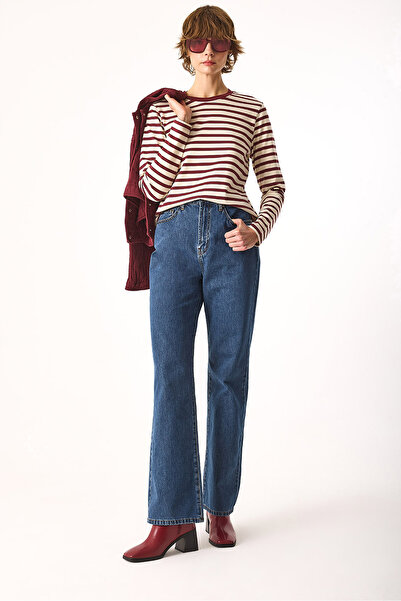 VENA Wanda Dark Blue Wide Leg Jean Pants-Dark Blue