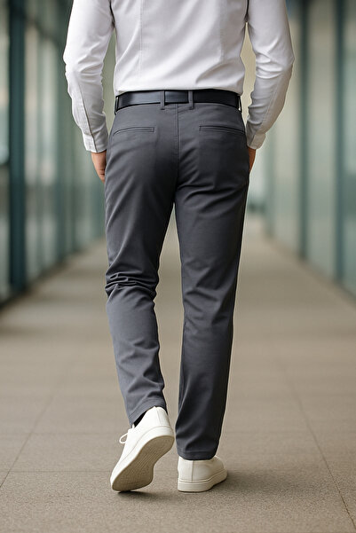 CEDY DENIM Erkek Likralı Yüksek Bel Regular Fit Bol Kesim Yandan Cepli Chino Klasik Pantolon