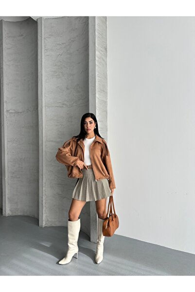 MEECY Új szezonú velúr oversize bomber bőrdzseki