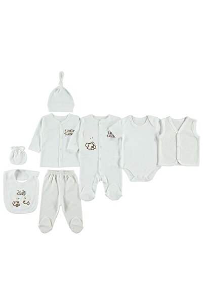 Civil Baby Tavşan Nakışlı 8 Li Zıbın Setleri - Ekru0-1 Ay