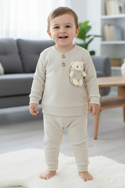 EYMİRGİYİM Teddy Bear Double Set Girl Boy Child Baby 1 Year Old, 2 Years Old,...