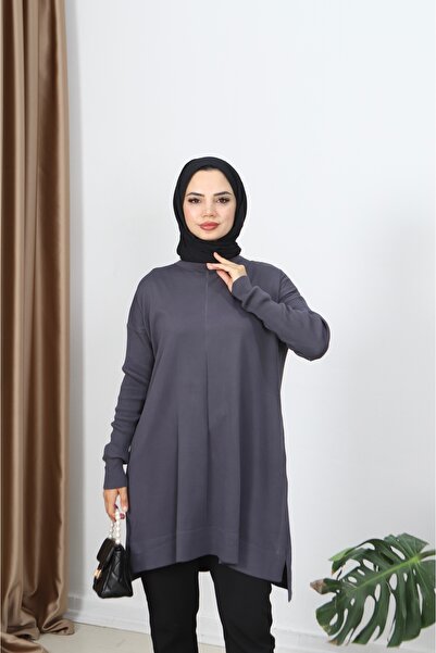 NİSUM MODA Ribbed Mercerized Tunic with Sleeves