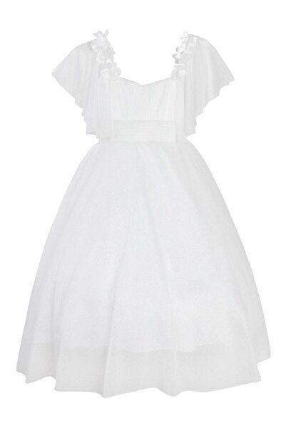 Civil Girls Omzu Floral Tassel Evening Dress for Ages 2-5 - Beige 4-5 Years