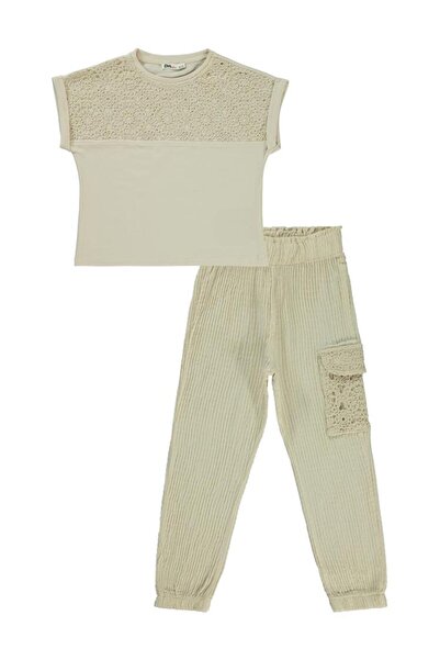 Civil Girls Čipka komad Jogger Set za 6-9 godina - bež 8-9 godina