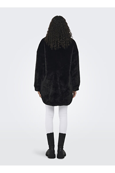 ONLY Palton negru pentru femei cu textura moale 15260048
