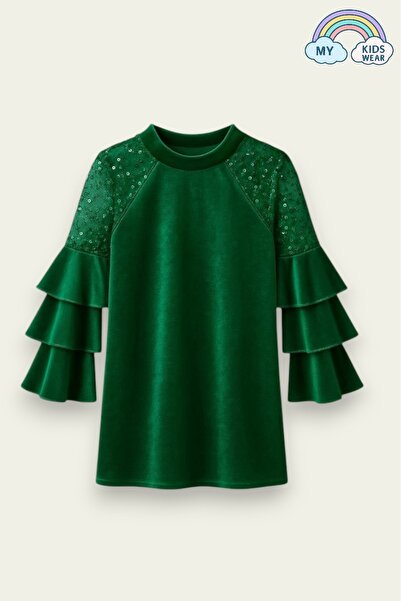 My Kids Wear Girls' Velvet Children's Dress for Special Occasions 4-12 Years Old 12108