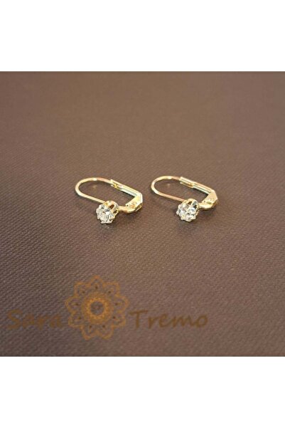 SaraTremo Cercei placați cu aur cu cârlig clasic și cristal de zirconiu alb