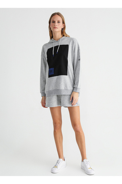 Black On Black Lastikli Bel Basic Gri Kadın Şort K-alıse