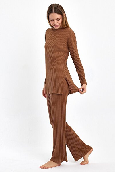 Oyga Γυναικεία κάστανα Γυναικείες ραβδώσεις & αθλητικές φόρμες, Casual Home Wear Σετ πιτζάμες