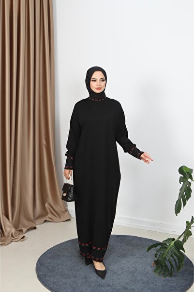 NİSUM MODA فستان مرسيريزد مخطط بلونين