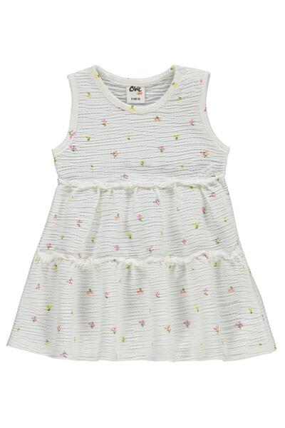 Civil Baby Mini Renkli Çiçek Empirme 6-18 Ay Elbise - Ekru18-24 Ay