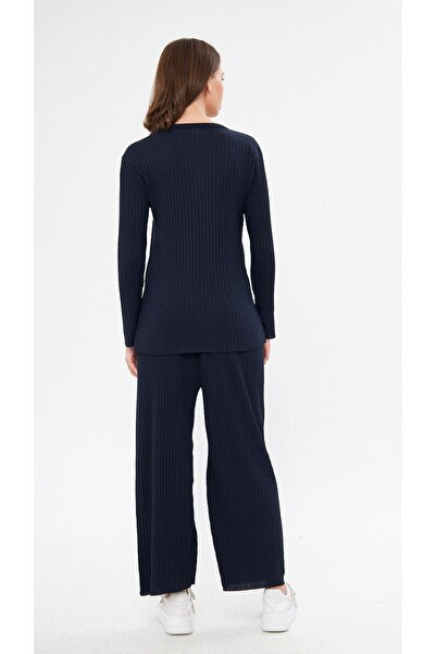 Oyga Жіноча темно-синя жіноча приталена піжама Esofman Gundelik Home Wear