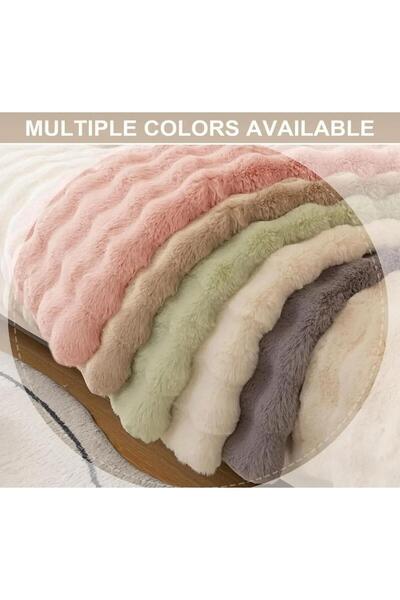 DECORA CASA HOME COLLECTİON Кролик плюшевий Bubble Desen Покривало для дивана / диван (1 штука) Синій 80 X 200 см (PUDRA)