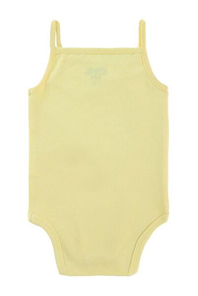 Civil Baby Penye İp Askılı Dantelli 3-9 Ay Kız Çıtçıtlı Badi - Sarı 3-6 Ay