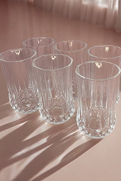 Dore Voir 6 Pieces Glass Long Water Glass Cutting Model 340 ml
