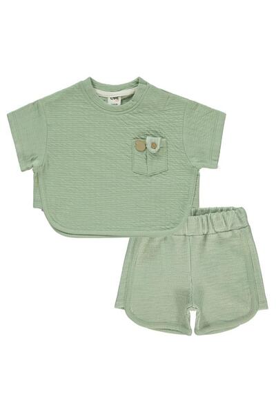 Civil Baby Button Detailed 6-18 Month Set - Khaki6-9 Months