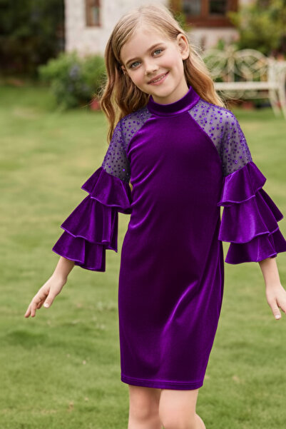 My Kids Wear Girls' Velvet Children's Dress for Special Occasions 4-12 Years Old 12106