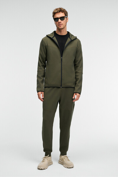 GRIMELANGE GELIDO Ανδρικό ελαστικό μανσέτα μέσης με κορδόνι πόδι με ραμμένο εμπριμέ χακί φούτερ