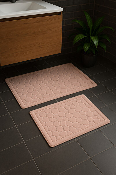 HOMEMOME Covoraș de baie din bumbac Pebble Stone Set de 2 pudră 60*100 și 50*60