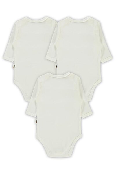 Civil Baby Plain Long Sleeve 3-Piece Snap Fastener Bodysuit - White 0-1 Month