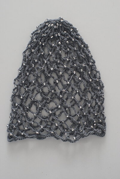 Mrey Pălărie de vară din plasă, lucrată manual, cu mărgele - Beretă din plasă...