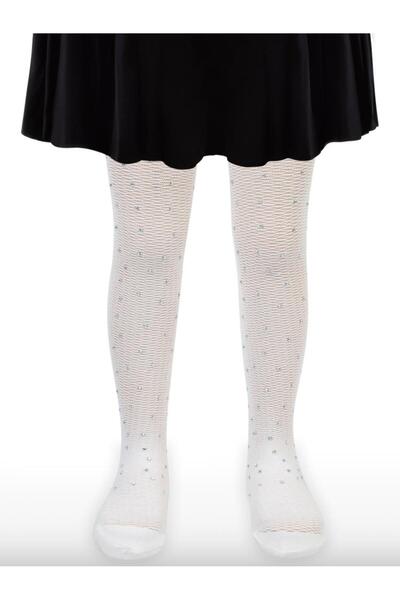 Civil Girls Honeycomb Pattern Stone Patterned Pantyhose for Ages 2-12 - Ecru12-13 Years