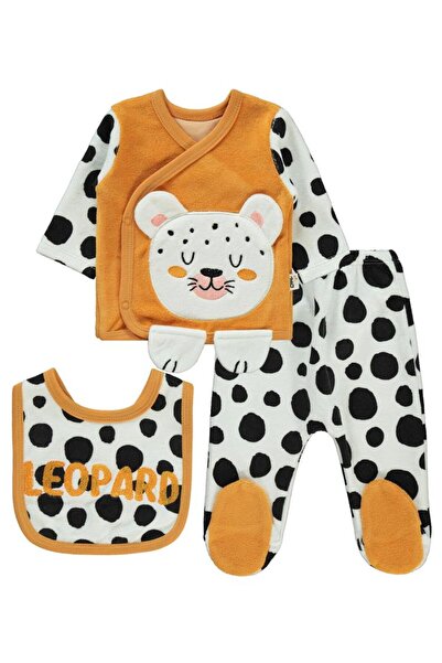 Civil Baby Leopard Print Printed Bodysuit Sets - Mustard0-1 Month